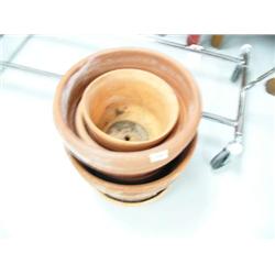 Lot of: 4 clay flower pots, one on wheel base(172)
