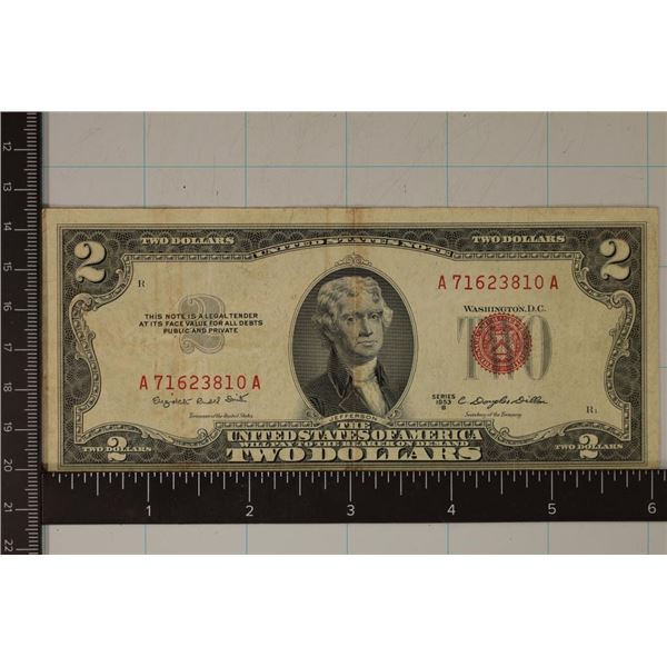 1953-B US RED SEAL $2 BILL