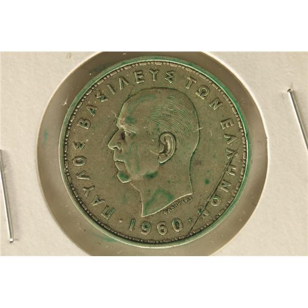 1960 GREECE SILVER 20 DRACHMI .2013 OZ. ASW