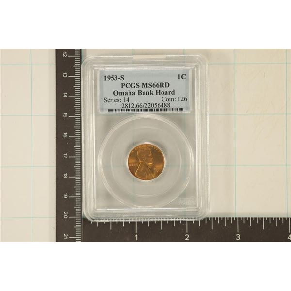 1953-S LINCOLN WHEAT CENT OMAHA BANK HOARD PCGS