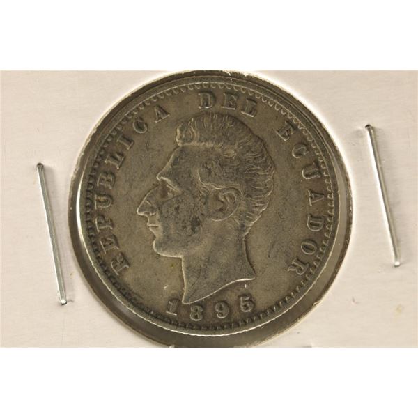 1895 ECUADOR SILVER 2 DECIMOS .1447 OZ. ASW