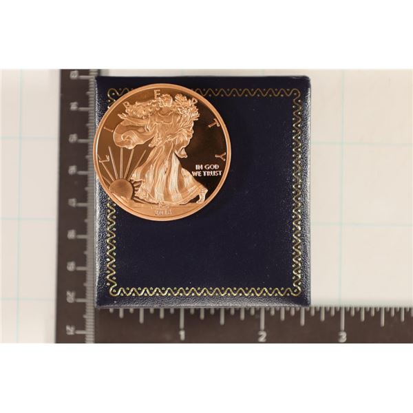 1 OZ. COPPER COPY OF AN AMERICAN SILVER EAGLE IN A