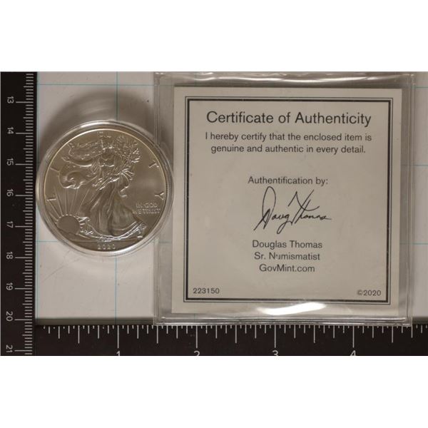 2020 AMERICAN SILVER EAGLE. UNC IN HARD PLASTIC
