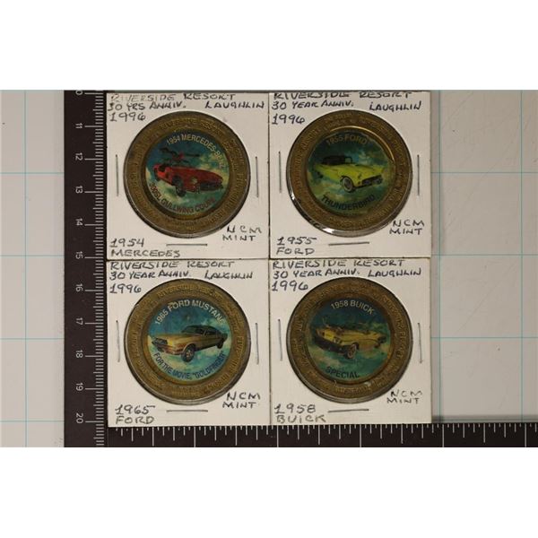 4 METAL COLORIZED $1 RIVERSIDE RESORT CASINO TOKEN
