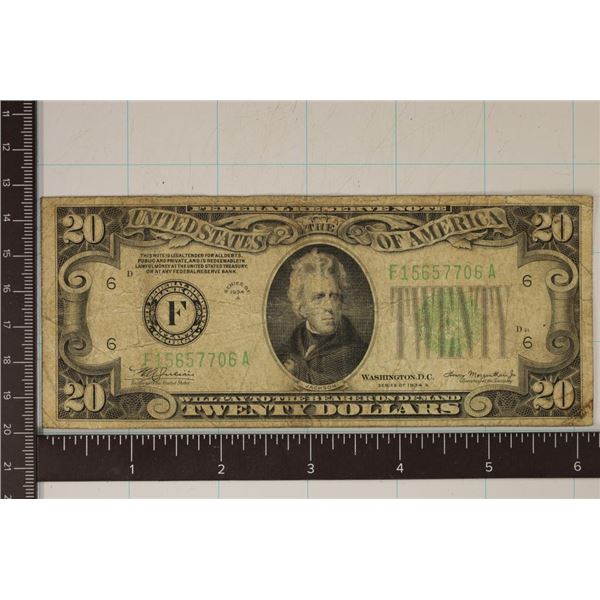 1934-A US $20 FRN GREEN SEAL BILL