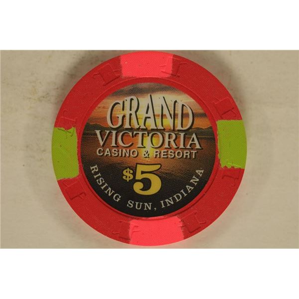 $5 GRAND VICTORIA CASINO CHIP RISING SUN INDIANA