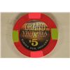 Image 1 : $5 GRAND VICTORIA CASINO CHIP RISING SUN INDIANA