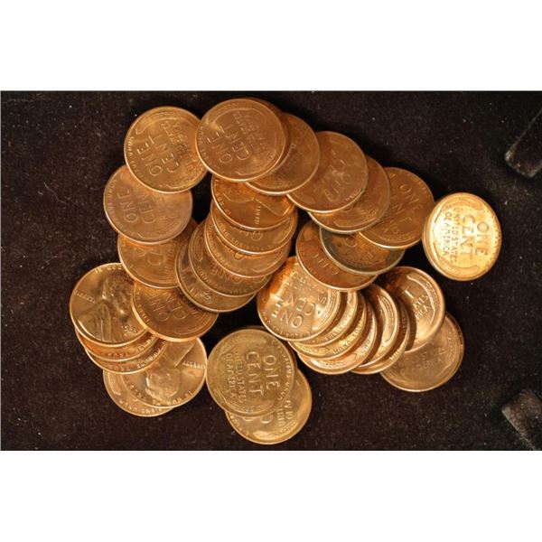 35 ASSORTED BU RED UNC LINCOLN WHEAT CENTS 1952-D-