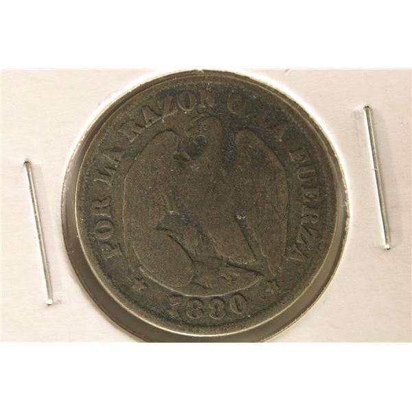 1880 CHILE SILVER 20 CENTS .0804 OZ. ASW
