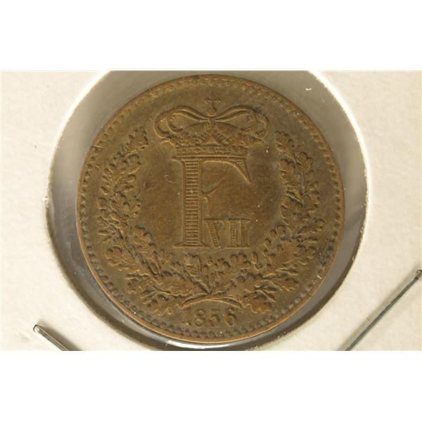 1856 DENMARK 1 SKILLING KM-763 VERY FINE