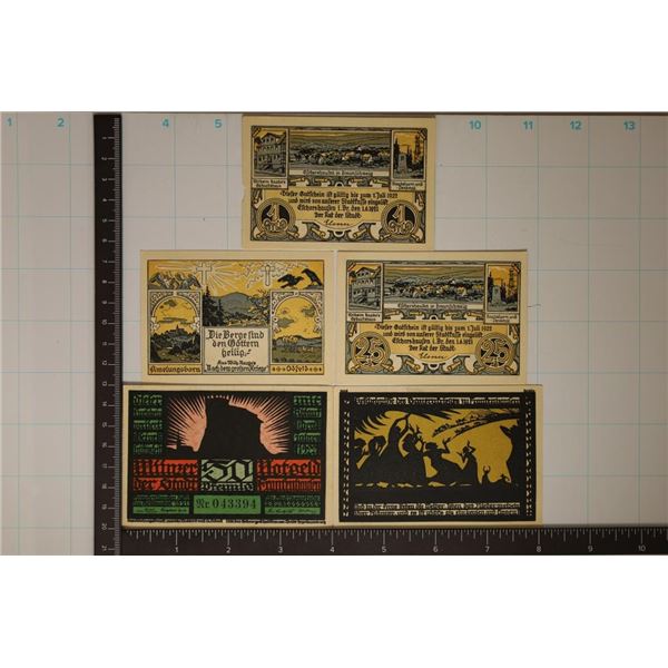 5-1922 GERMAN NOTGELDS: 3-25 & 2-50 4 ARE CU'S AND