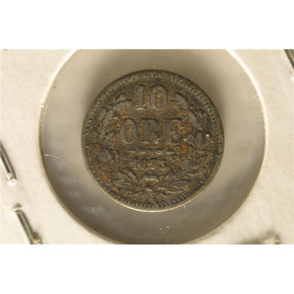 ERROR INVERTED "A" 1873 SWEDEN SILVER 10 ORE