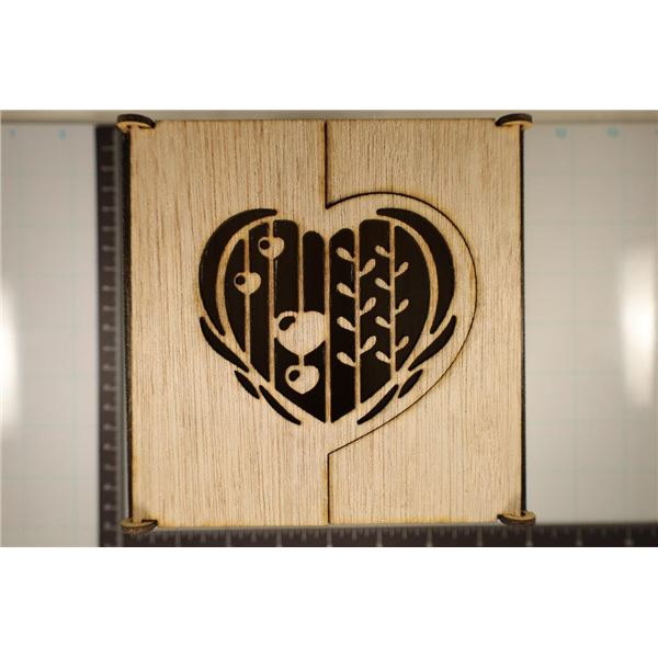 WOODEN DOUBLE LID GIFT BOX 5 3/4" X 6" X 3" GOOD