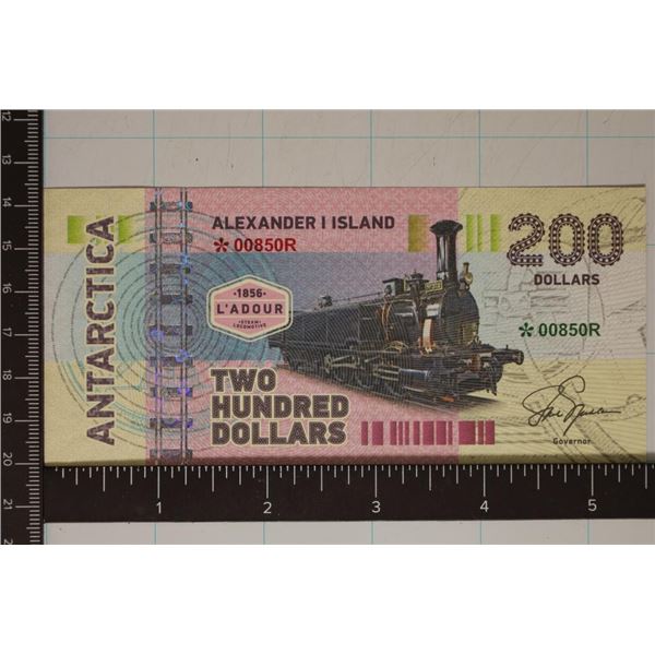 ANTARCTICA $200 ALEXANDER ISLAND COLORIZED CU