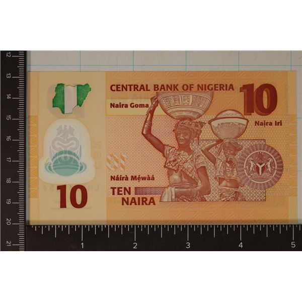 2016 NICERIA 10 NAIRA POLYMER CU COLORIZED BILL