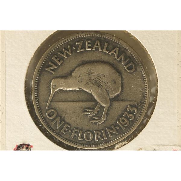 1933 NEW ZEALAND SILVER FLORIN .1806 OZ. ASW
