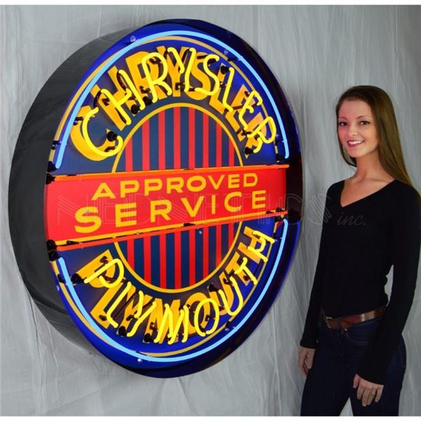 NO RESERVE CHRYSLER/PLYMOUTH NEON SIGN IN 36" STEEL CAN
