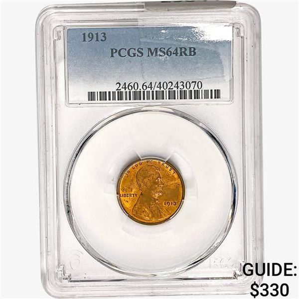 1913 Wheat Cent PCGS MS64 RB