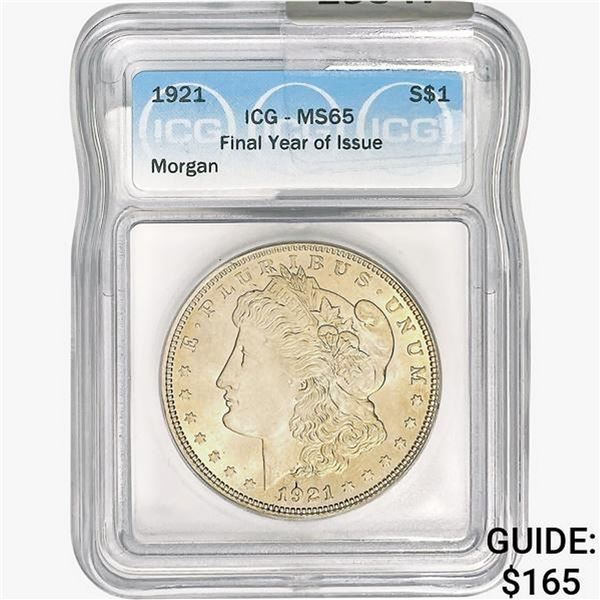 1921 Morgan Silver Dollar ICG MS65 FYI