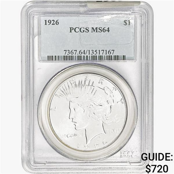 1926 Silver Peace Dollar PCGS MS64