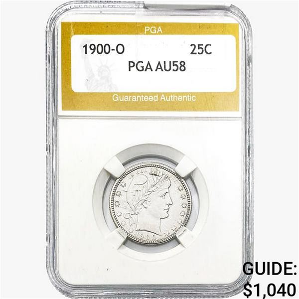 1900-O Barber Quarter PGA AU58