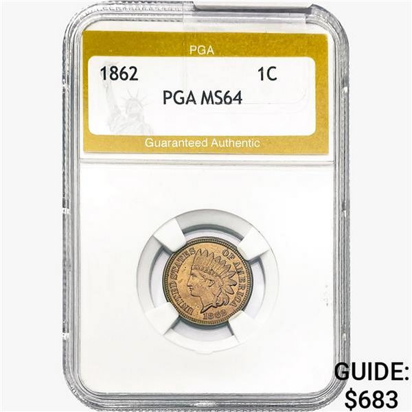 1862 Indian Head Cent PGA MS64