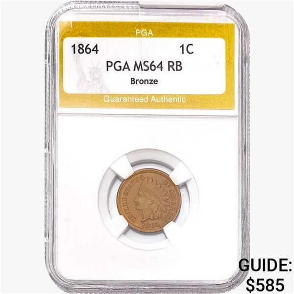 1864 Indian Head Cent PGA MS64 RB Bronze
