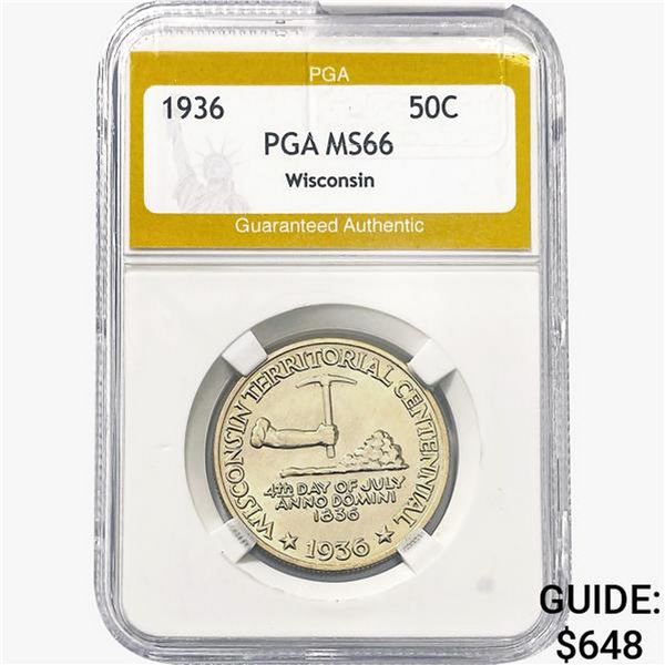 1936 Wisconsin Half Dollar PGA MS66