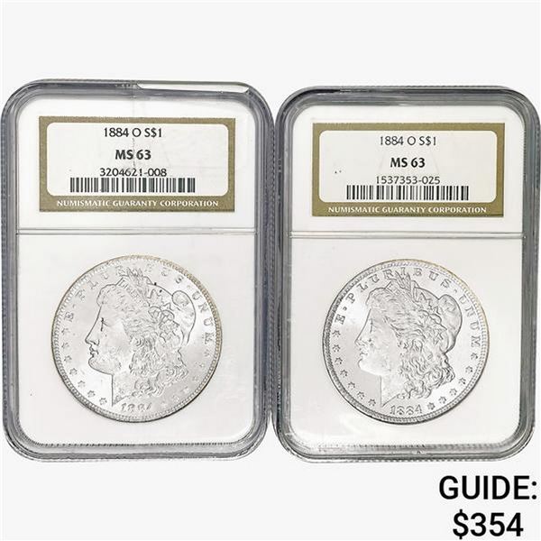 [2] 1884-O Morgan Silver Dollar NGC MS63