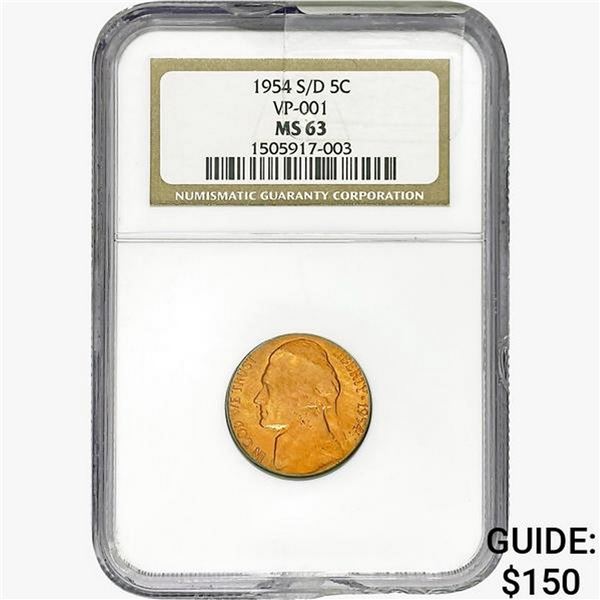 1954-S/D Jefferson Nickel NGC MS63 VP-001