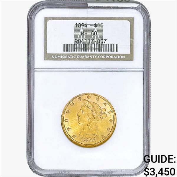1894 $10 Gold Eagle NGC MS60