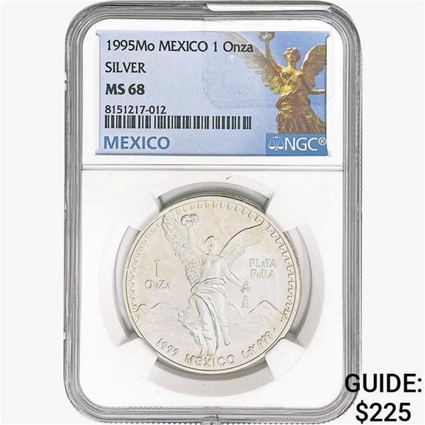 1995Mo 1oz. Silver Mexicanos Onza NGC MS68