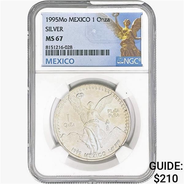 1995Mo 1oz. Silver Mexicanos Onza NGC MS67