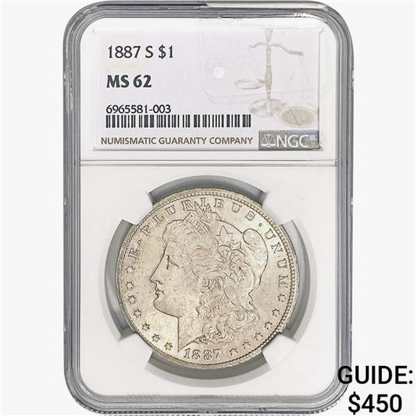 1887-S Morgan Silver Dollar NGC MS62
