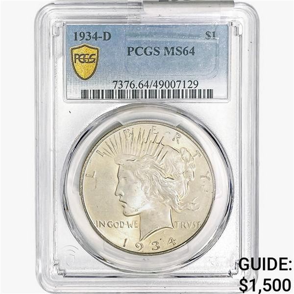 1934-D Silver Peace Dollar PCGS MS64