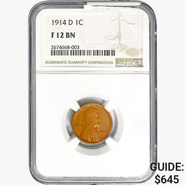 1914-D Wheat Cent NGC F12 BN