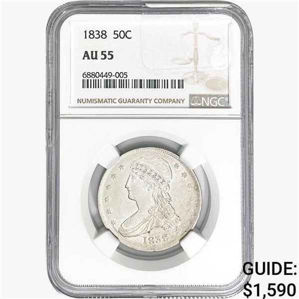 1838 Capped Bust Half Dollar NGC AU55