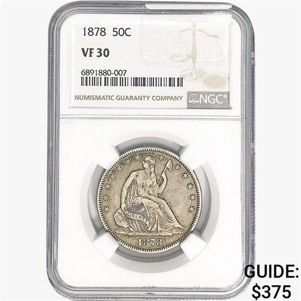 1878 Seated Liberty Half Dollar NGC VF30