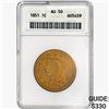 1851 Braided Hair Large Cent ANACS AU50
