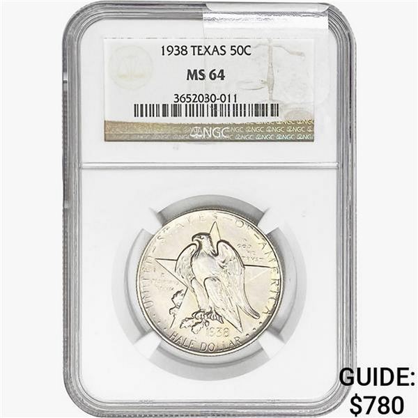 1938 Texas Half Dollar NGC MS64