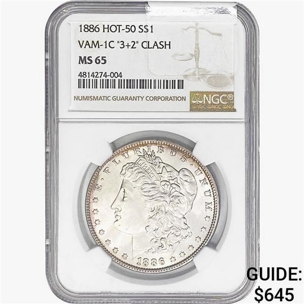 1886 Morgan Silver Dollar NGC MS65 VAM-1C 3+2 Clash