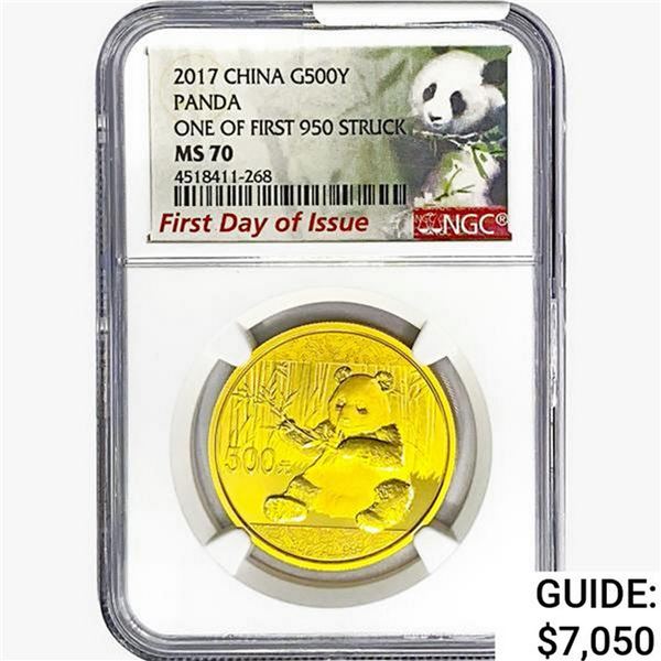 2017 1.05oz. Gold China Panda 500 Yuan NGC MS70 FDI