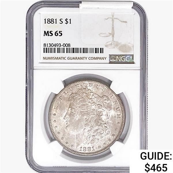 1881-S Morgan Silver Dollar NGC MS65