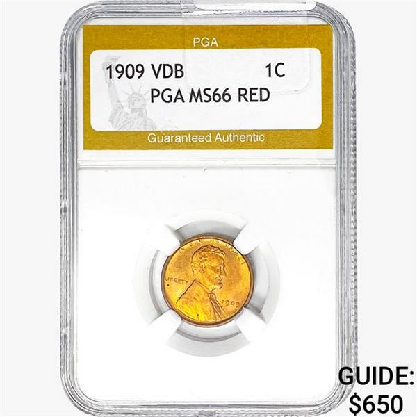 1909 VDB Wheat Cent PGA MS66 RED