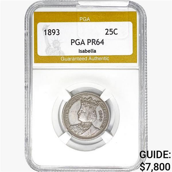 1893 Isabella Silver Quarter PGA PR64