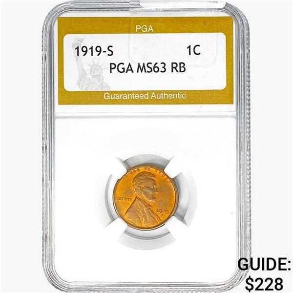 1919-S Wheat Cent PGA MS63 RB