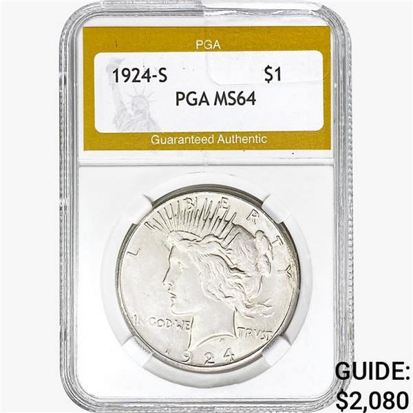 1924-S Silver Peace Dollar PGA MS64