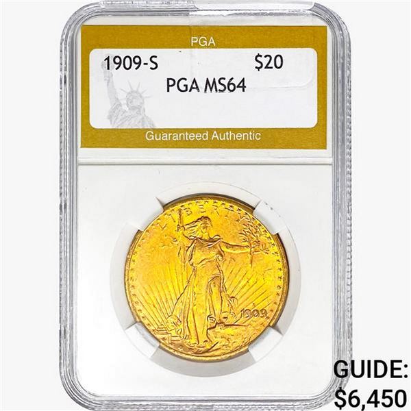 1909-S $20 Gold Double Eagle PGA MS64