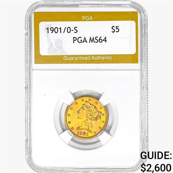 1901/0-S $5 Gold Half Eagle PGA MS64