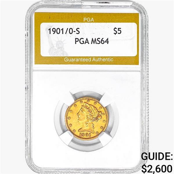 1901/0-S $5 Gold Half Eagle PGA MS64